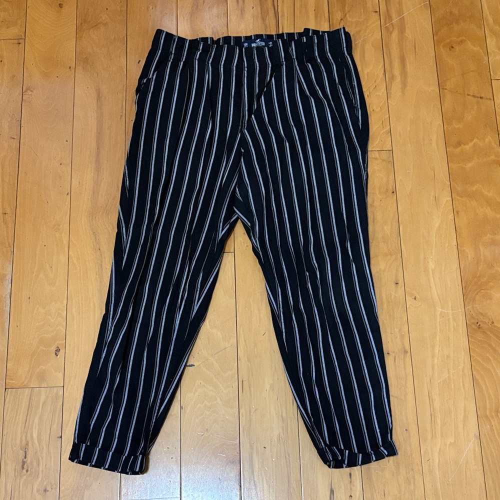 Hollister Black and White Striped Joggers